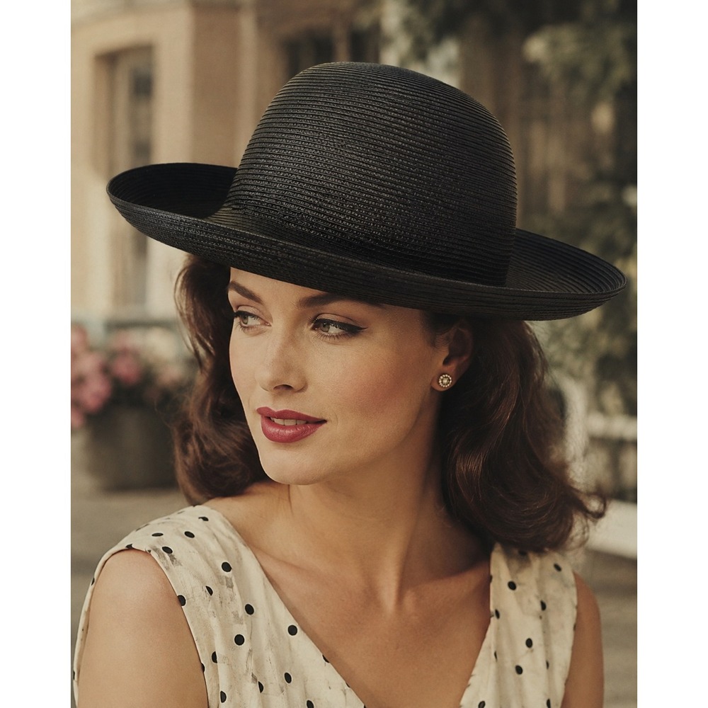 Vintage 1990s Street Smart by Betmar Black Wide Brim Woven Sun Hat